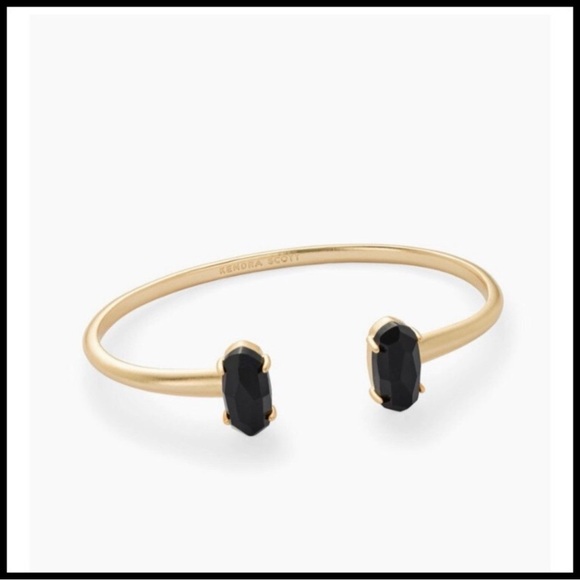 Kendra Scott Edie Cuff in Brushed Gold & Onyx. - Picture 2 of 6